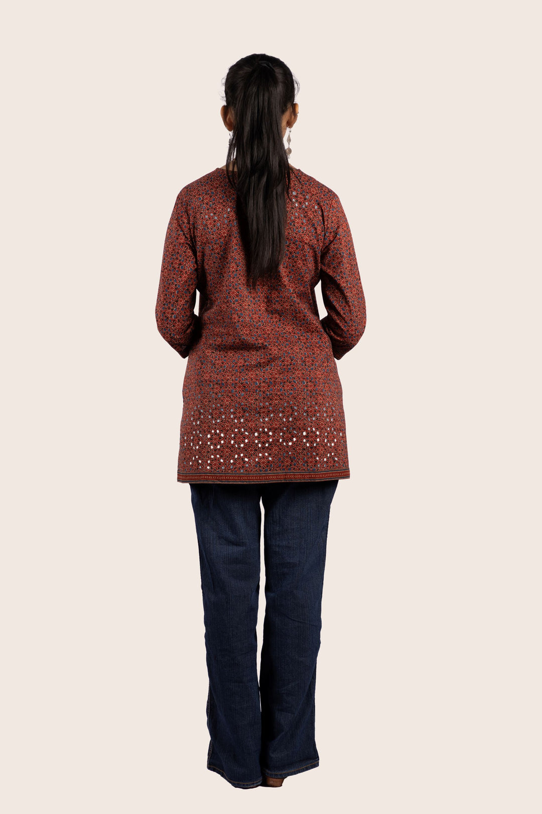 Flair Rust Short Kurti Back View