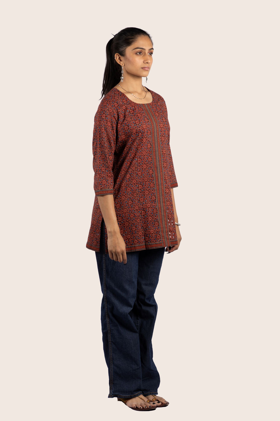 Flair Rust Short Kurti Right View