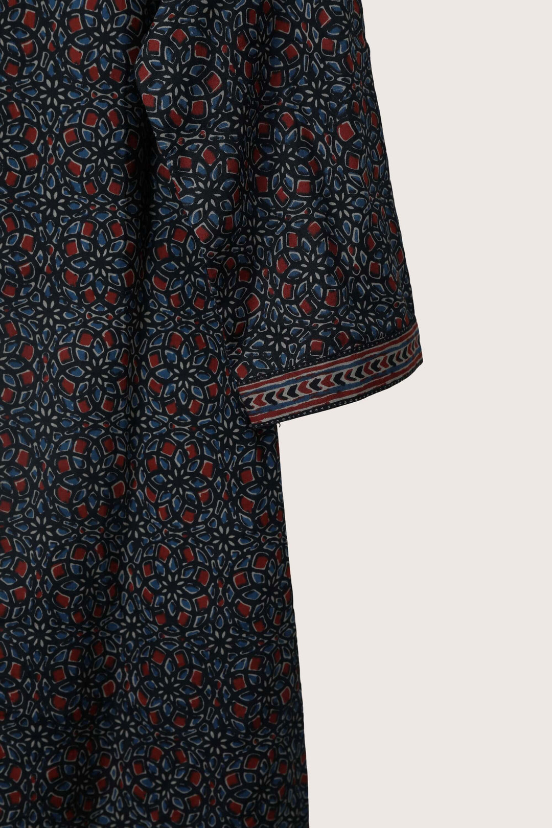 Flair Rust Short Kurti Flat Lay Sleeve Detail
