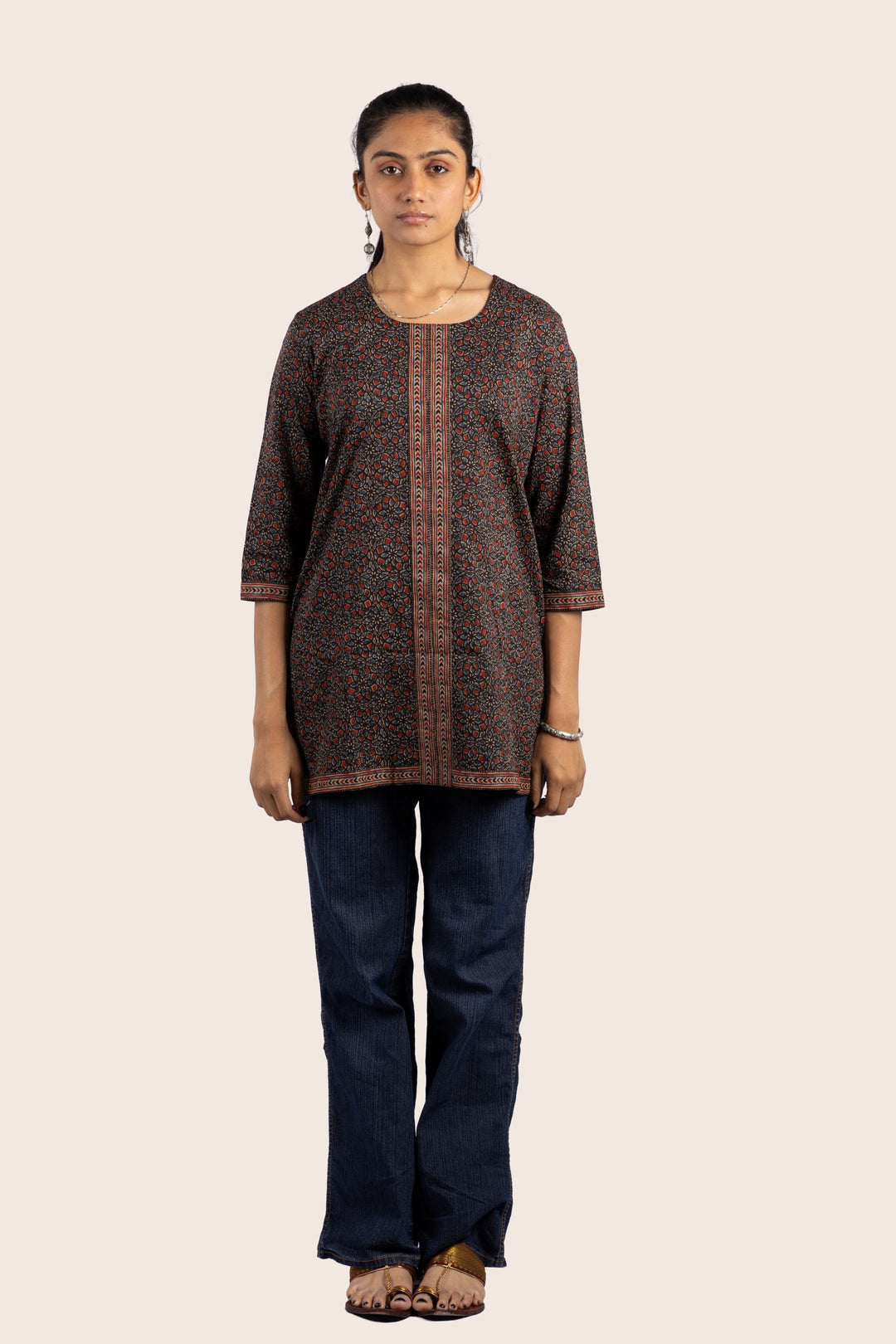 Flair Black Short Kurti Front View