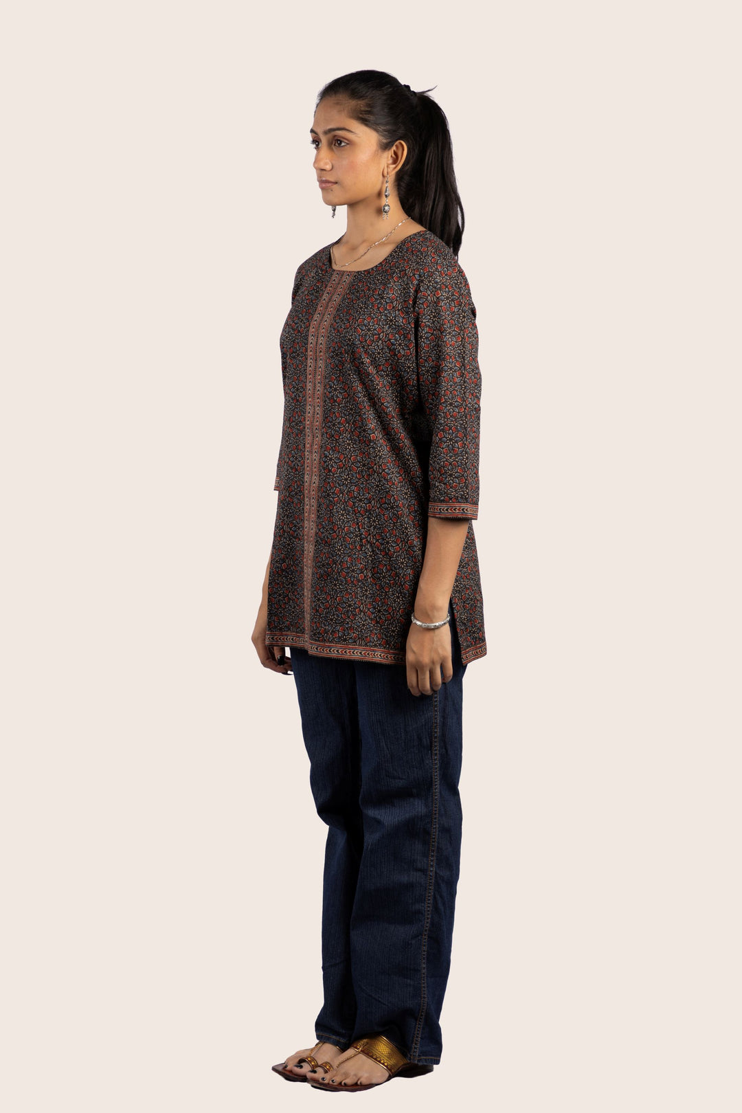 Flair Rust Short Kurti Left View