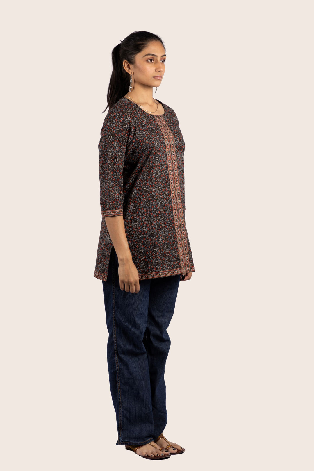 Flair Rust Short Kurti Right View