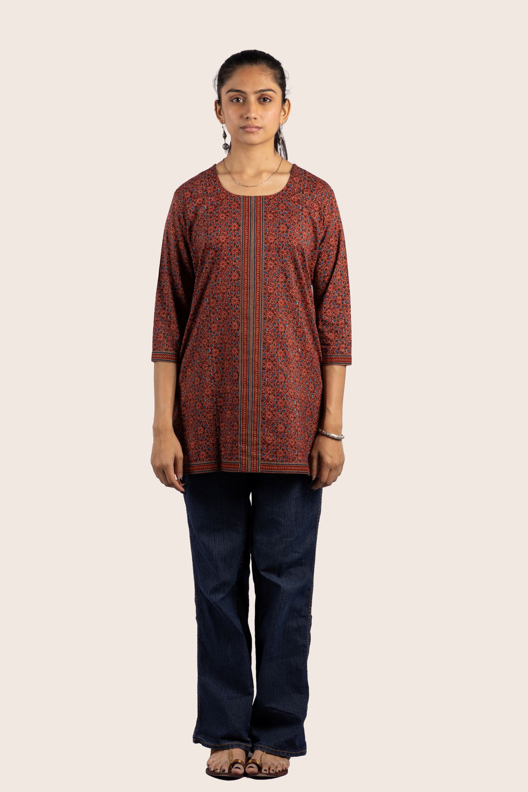 Flair Rust Short Kurti Front View