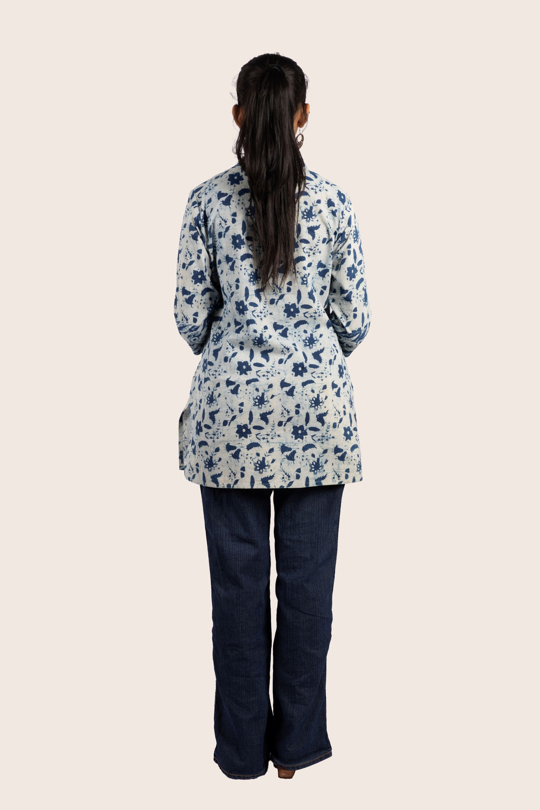 Pause blue short kurti back view