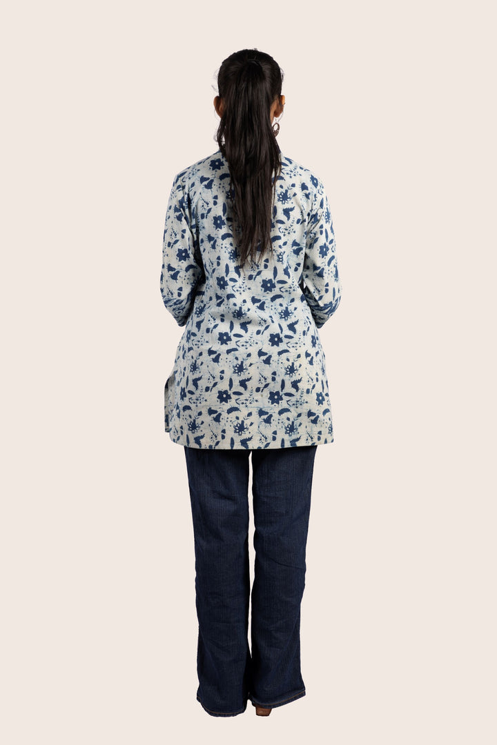 Pause blue short kurti back view