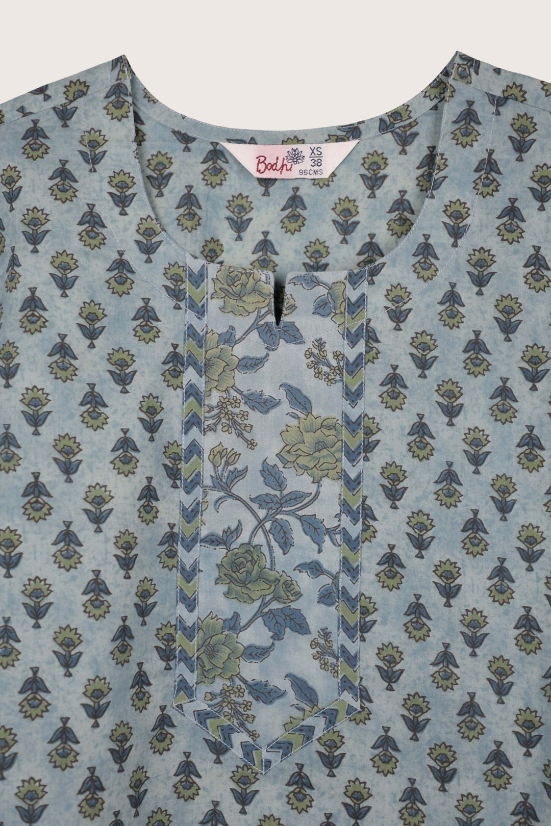 Softfield short kurti flat lay-yoke detail