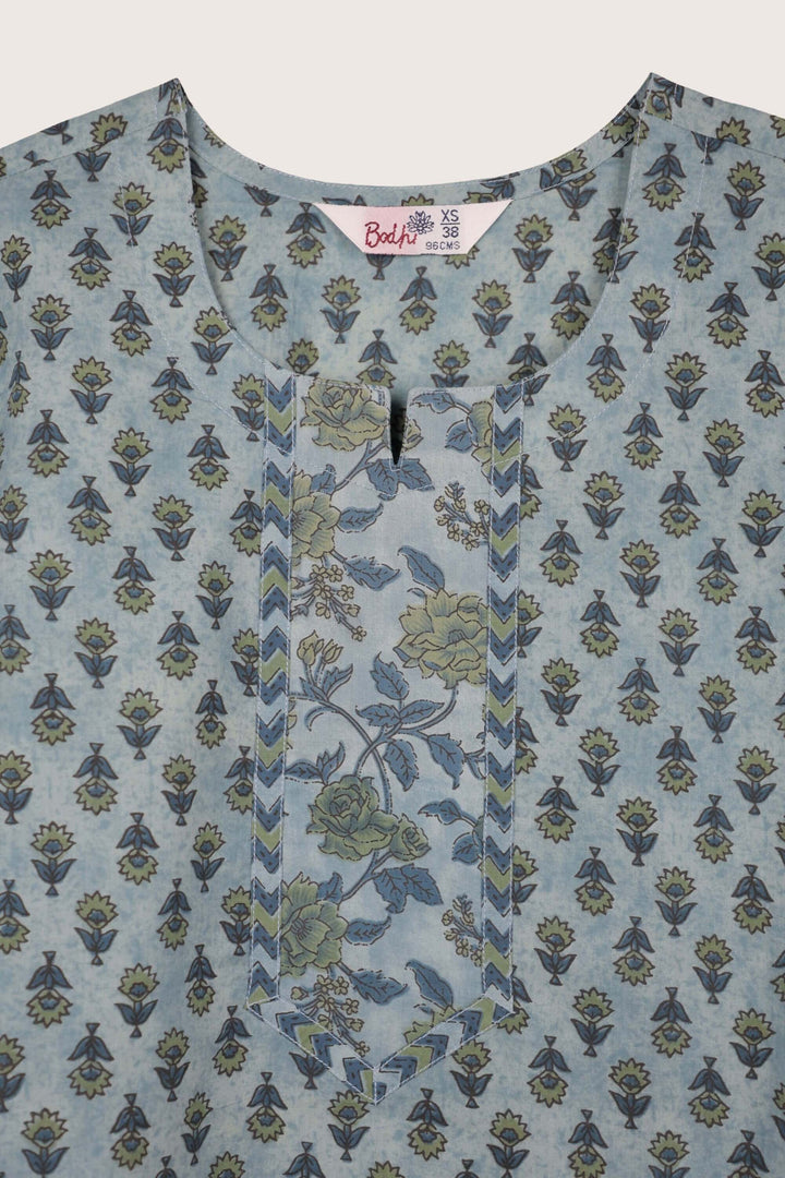 Softfield short kurti flat lay-yoke detail