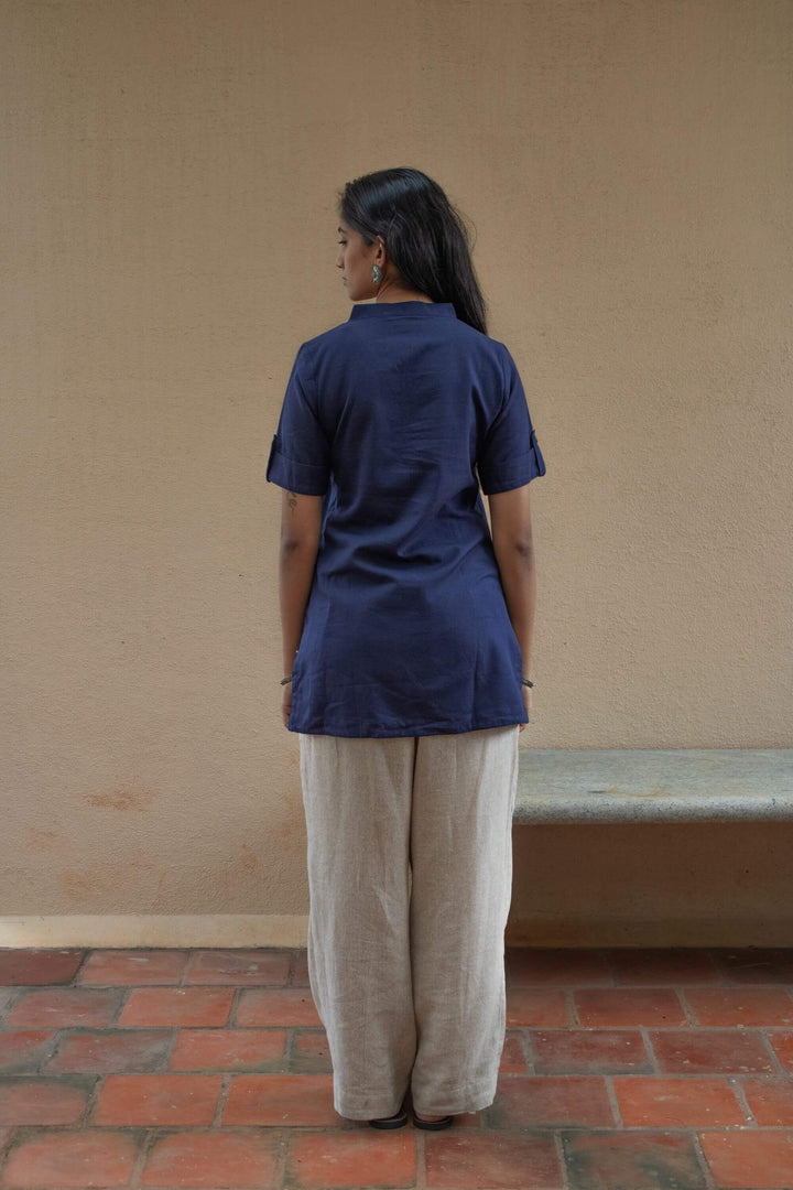 The essentials indigo short kurti back view