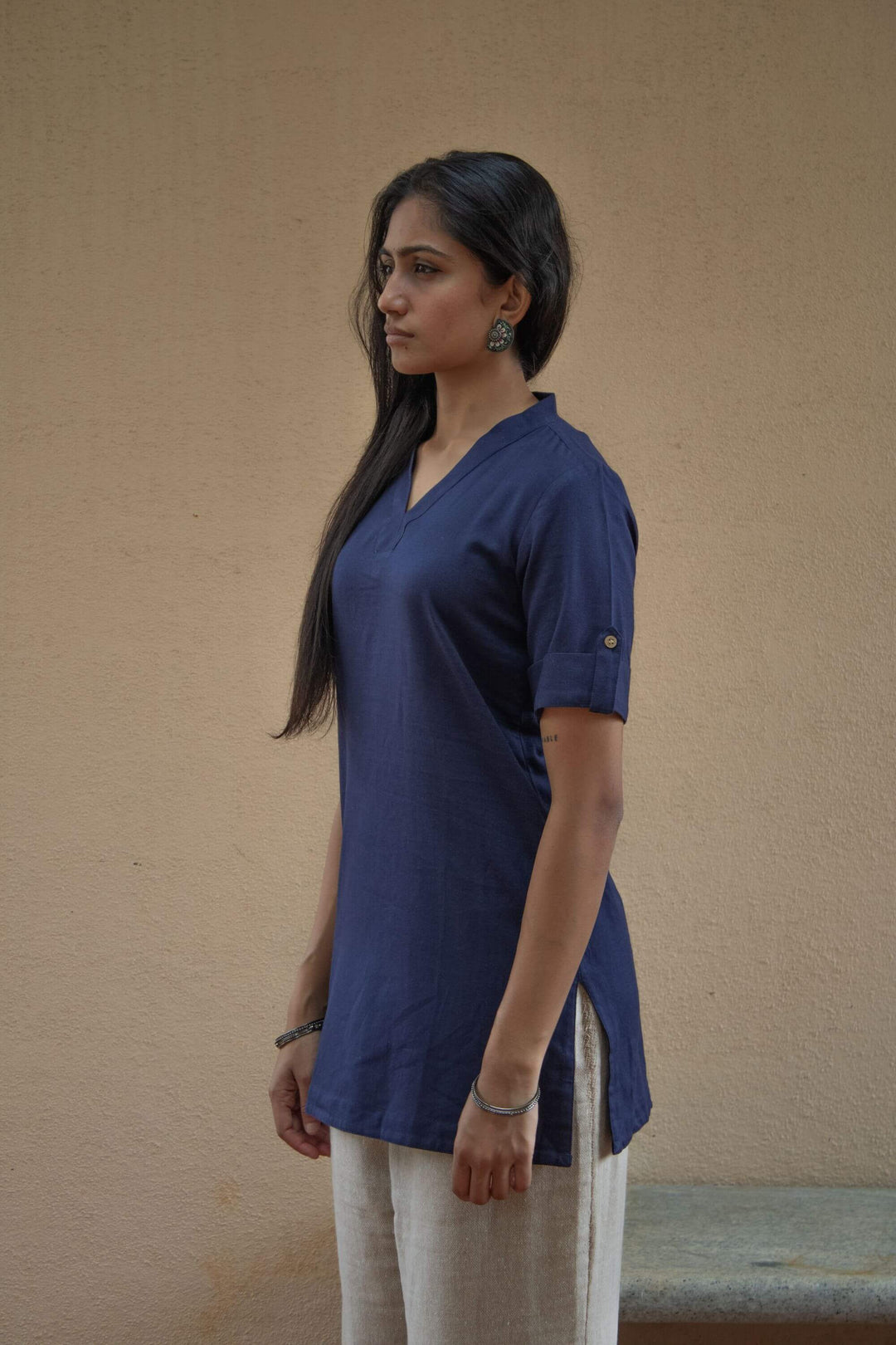 The Essentials Indigo Short kurti side view
