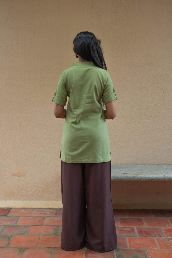 The Essentials Green Short Kurti back view