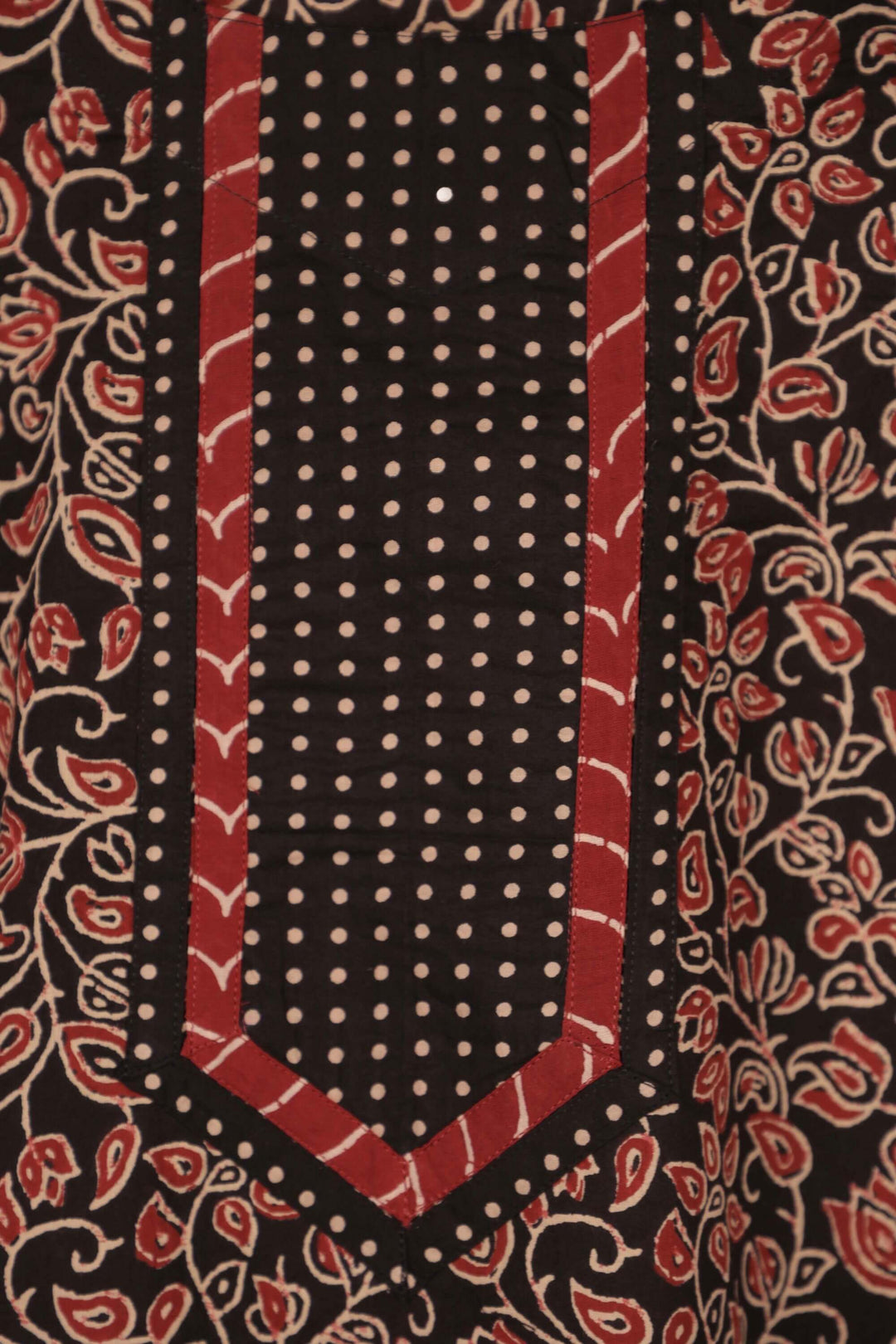 Vine black short kurti left flat lay yoke detail