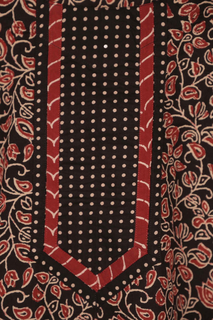 Vine black short kurti left flat lay yoke detail