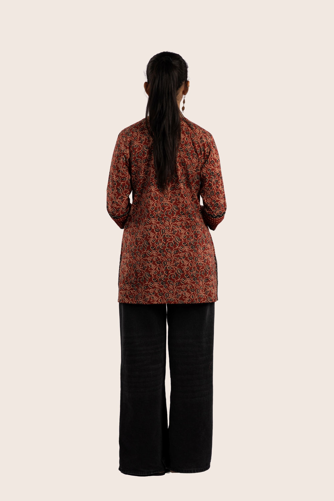 Vine red short kurti back view