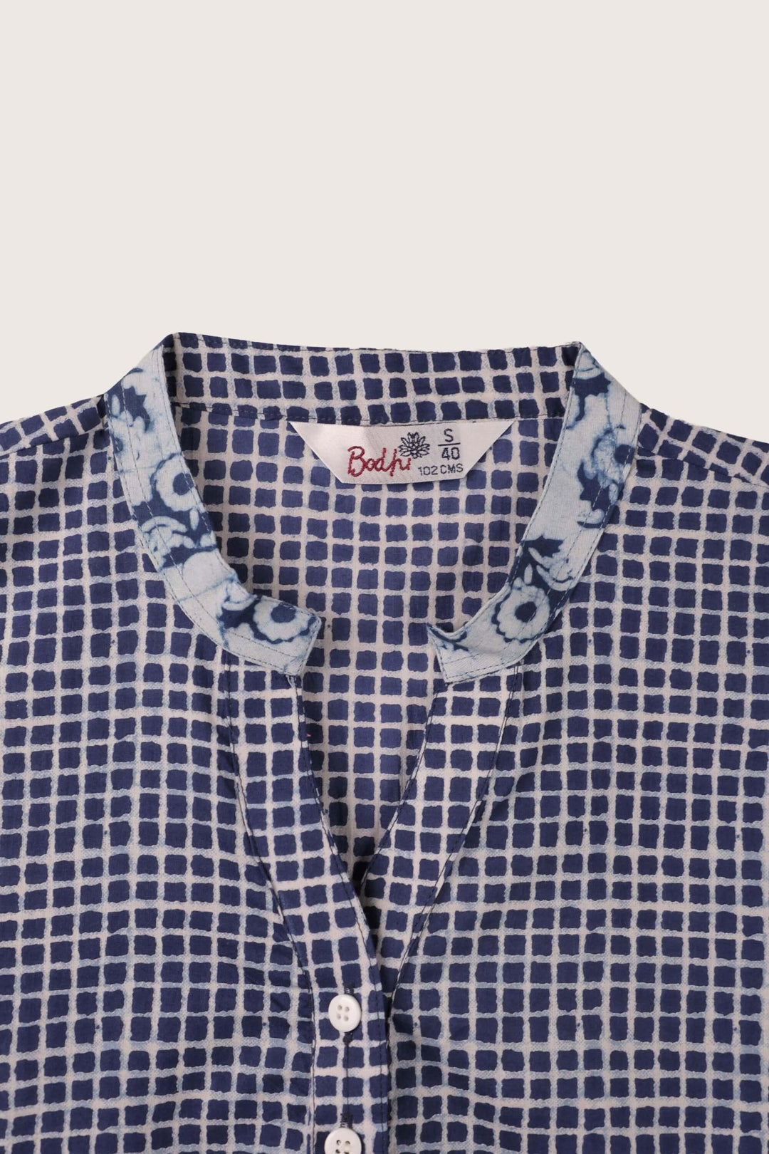 Fine Checked Indigo Kurti