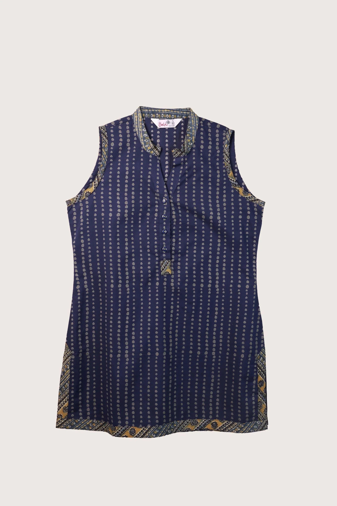 Indigo Polka Sleeveless Short Kurti