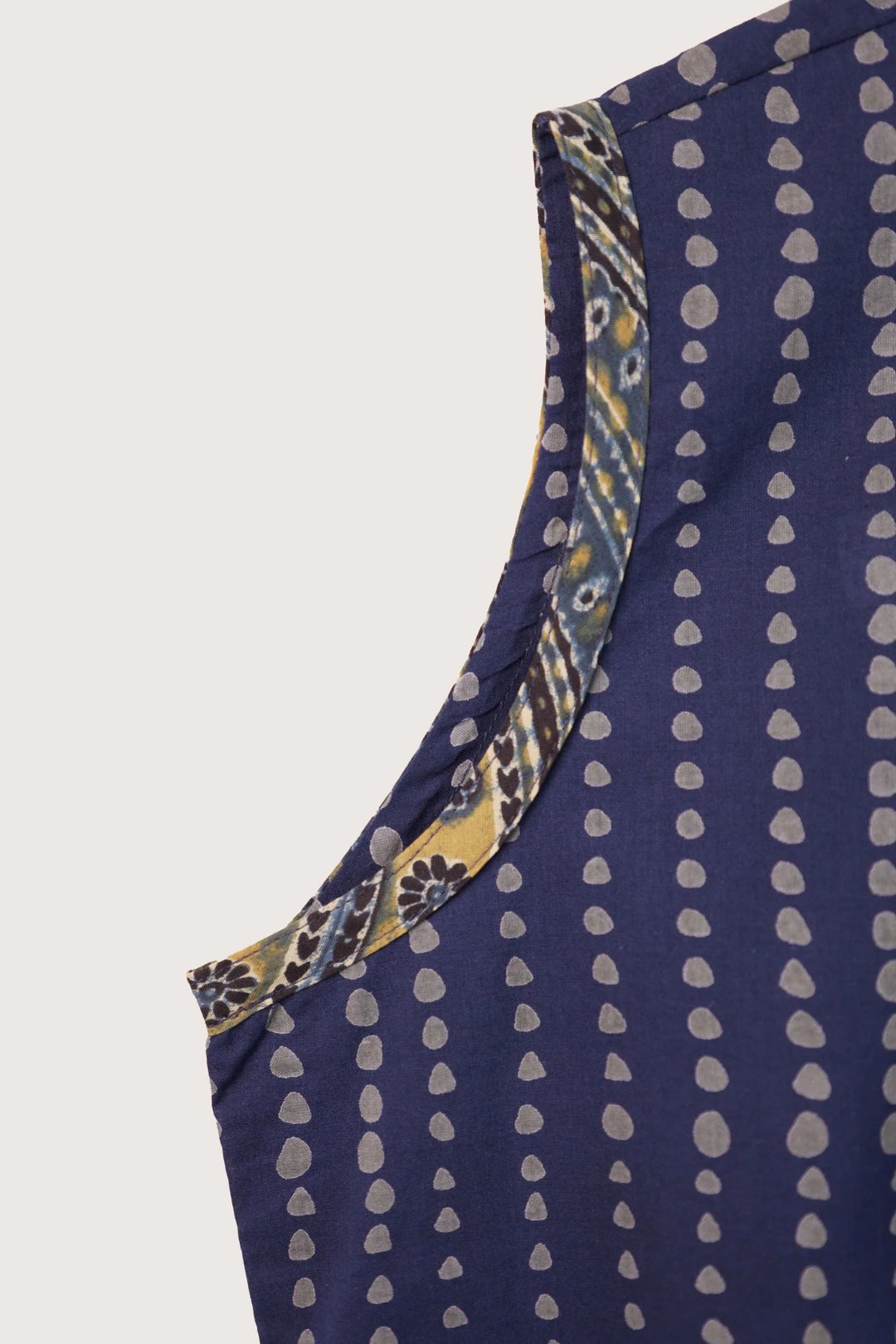 Indigo Polka Sleeveless Short Kurti