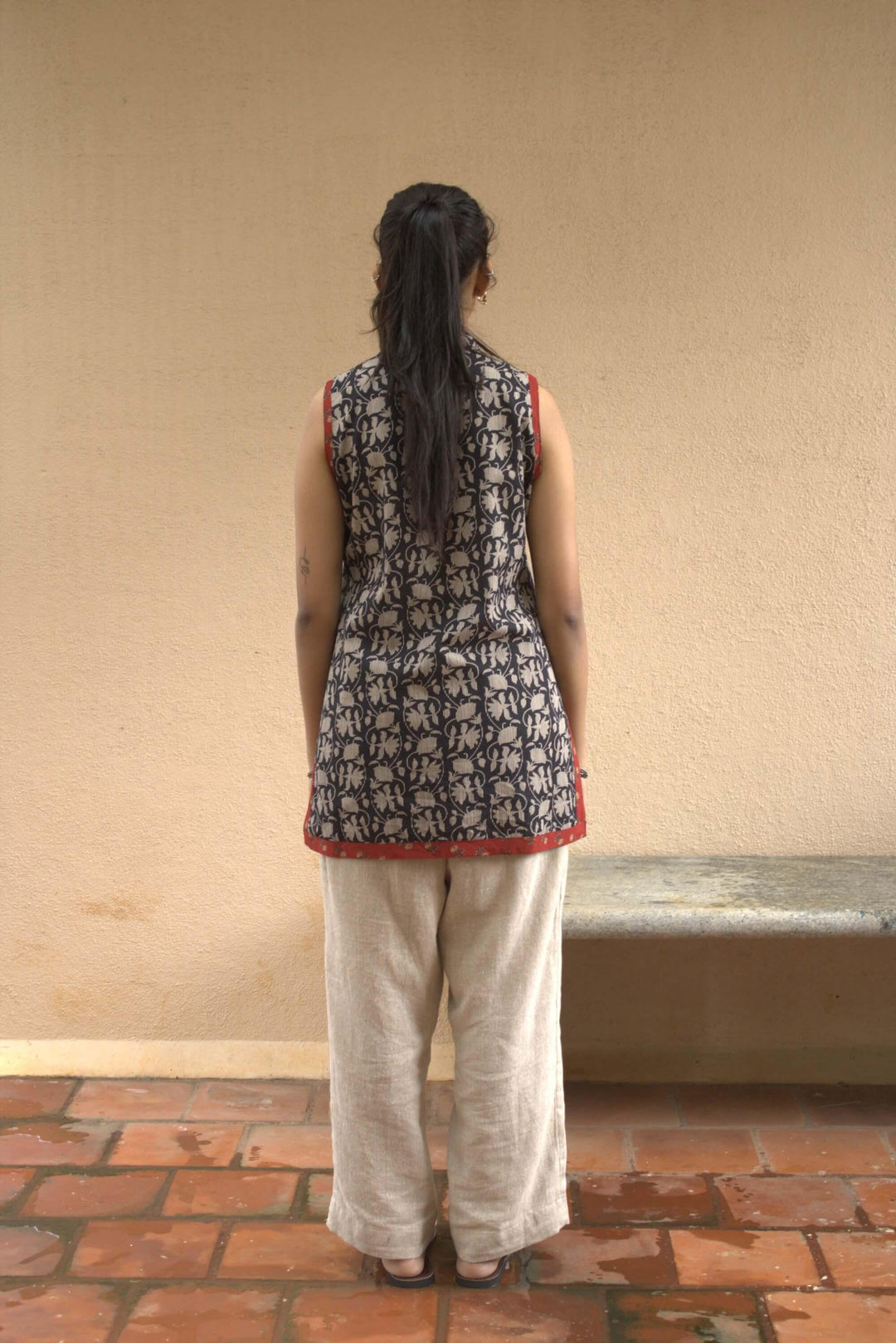 Night Bloom Sleeveless Short Kurti