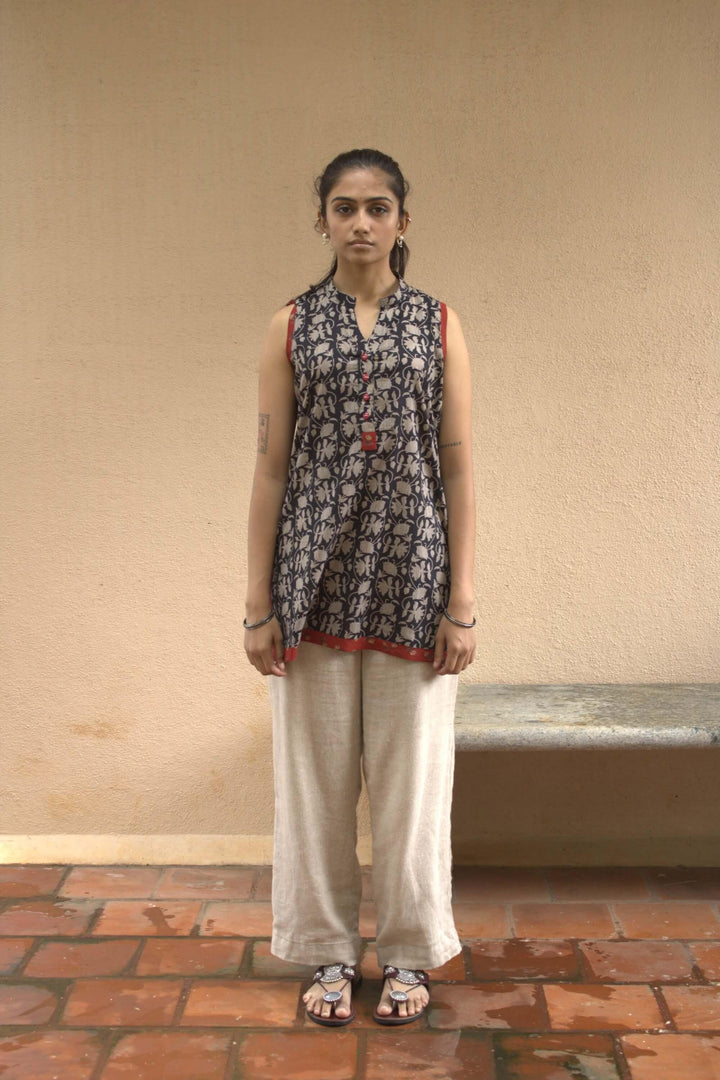 Night Bloom Sleeveless Short Kurti