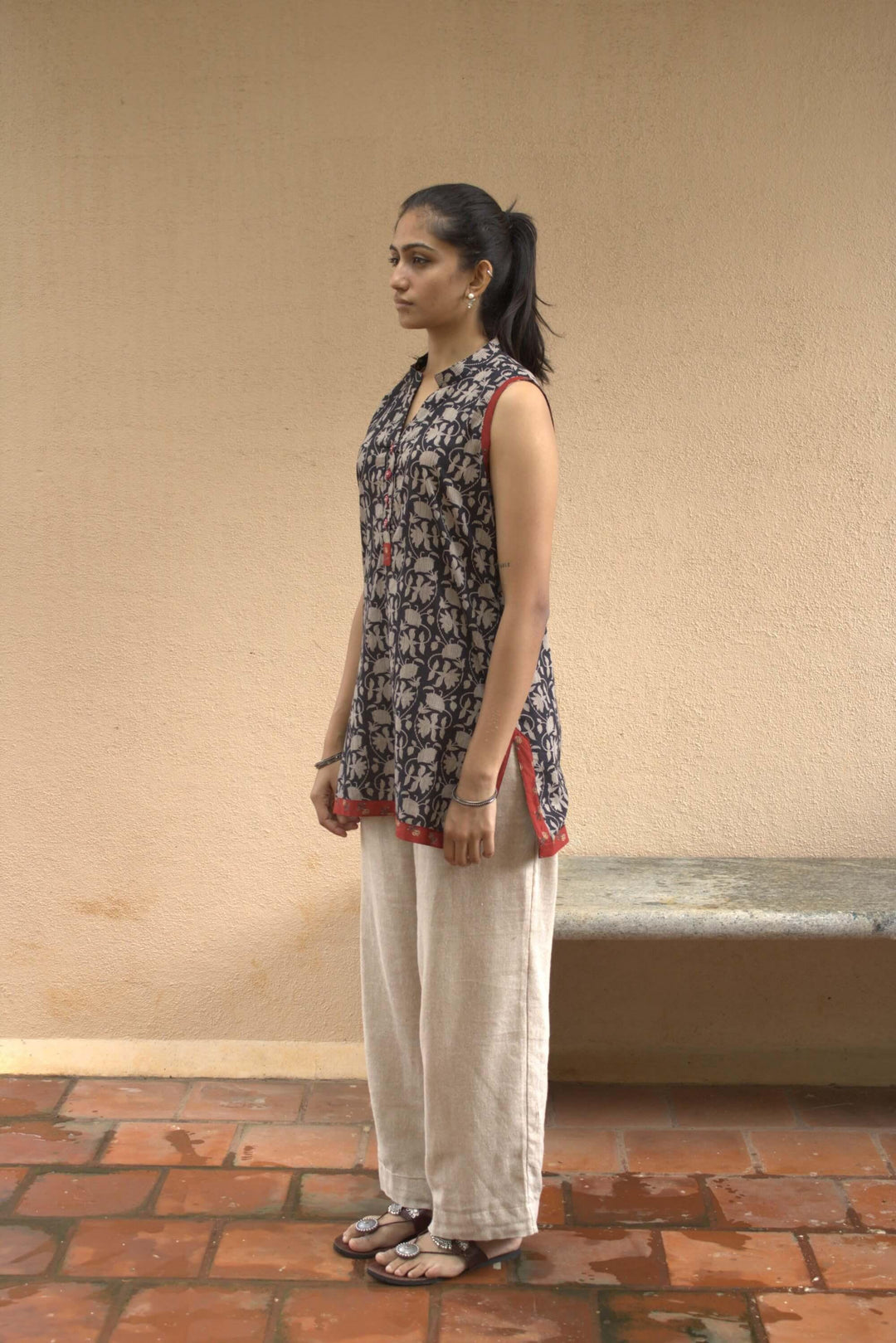 Night Bloom Sleeveless Short Kurti