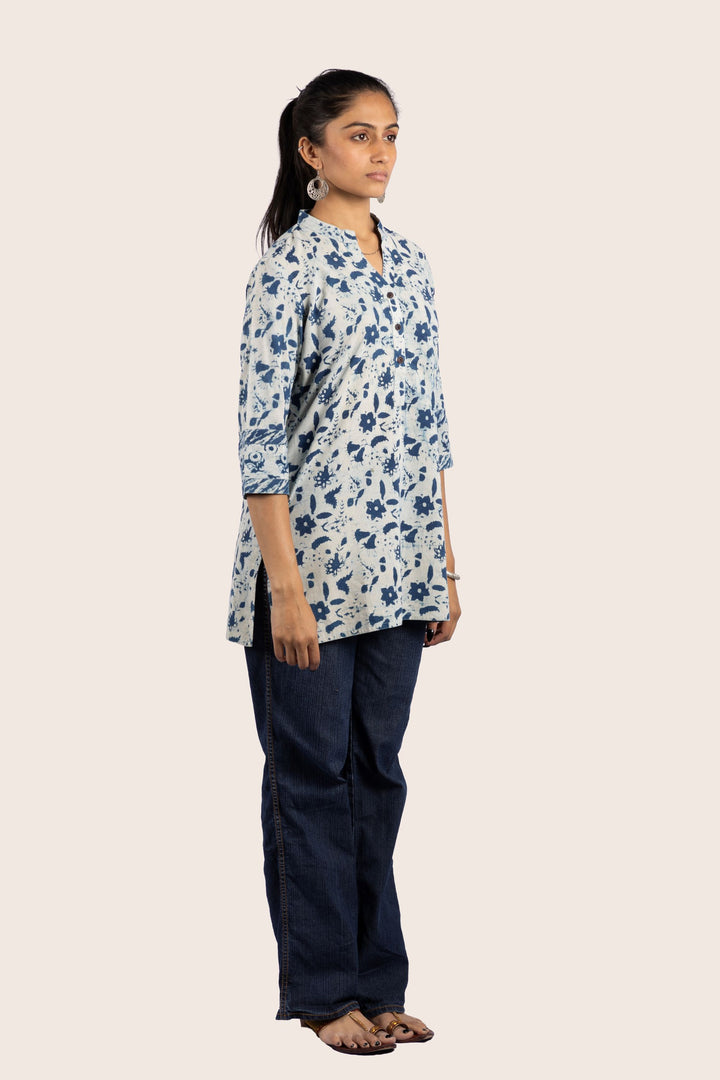 Pause blue short kurti right side view