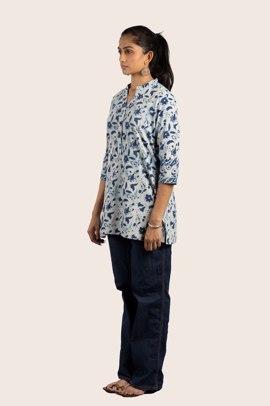 Pause blue short kurti left side view