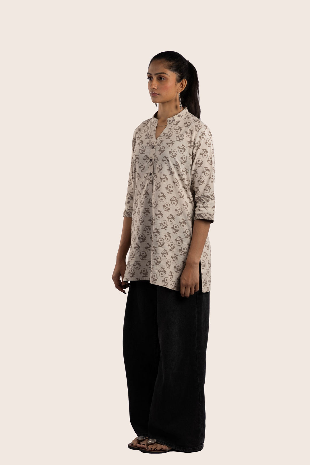 Pause brown short kurti left view