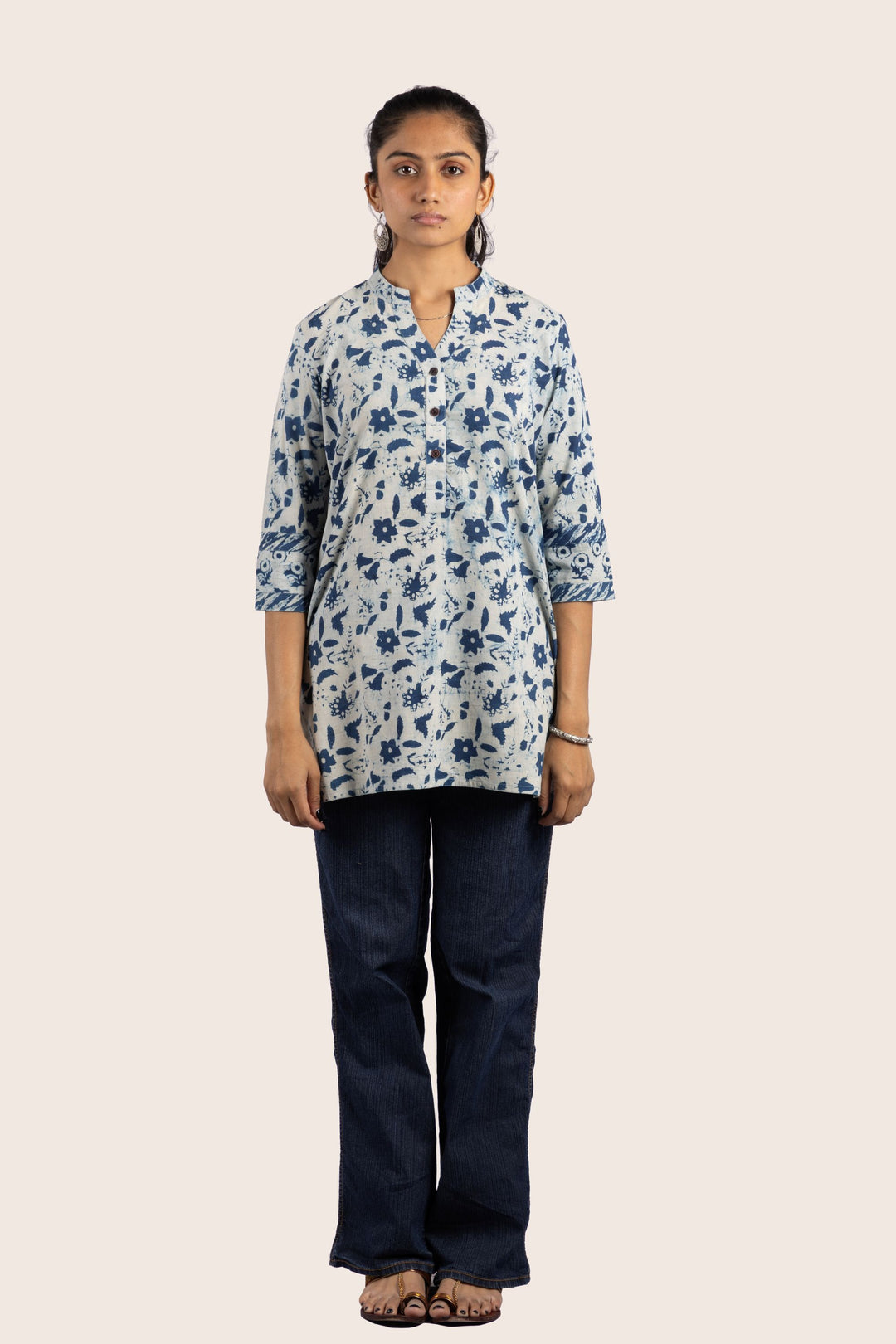 Pause blue short kurti front view
