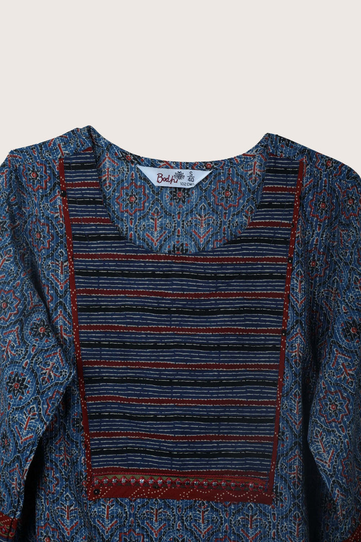 Mosaic short kurti neck detail