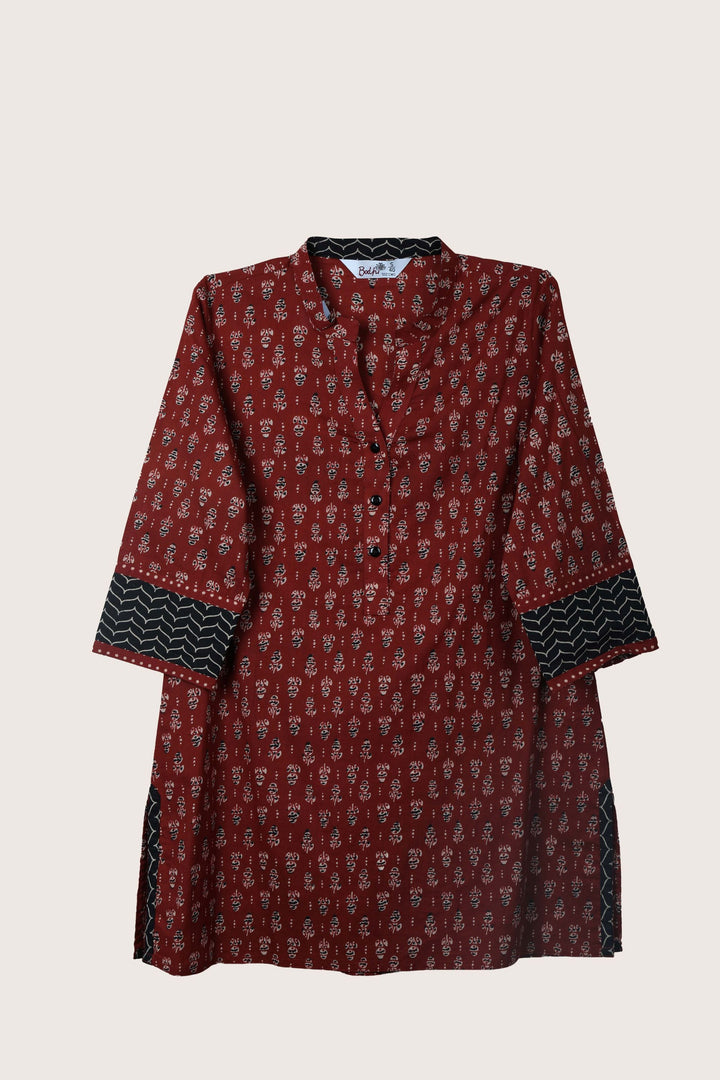 Verse red short kurti flat lay