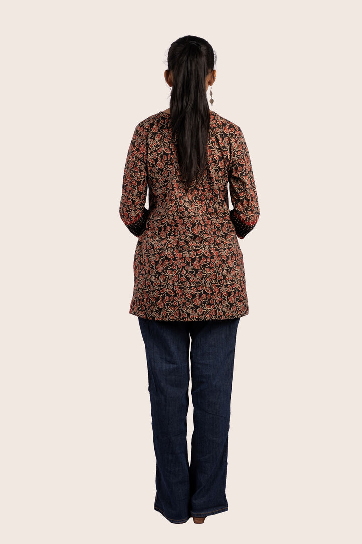 Vine black short kurti back view