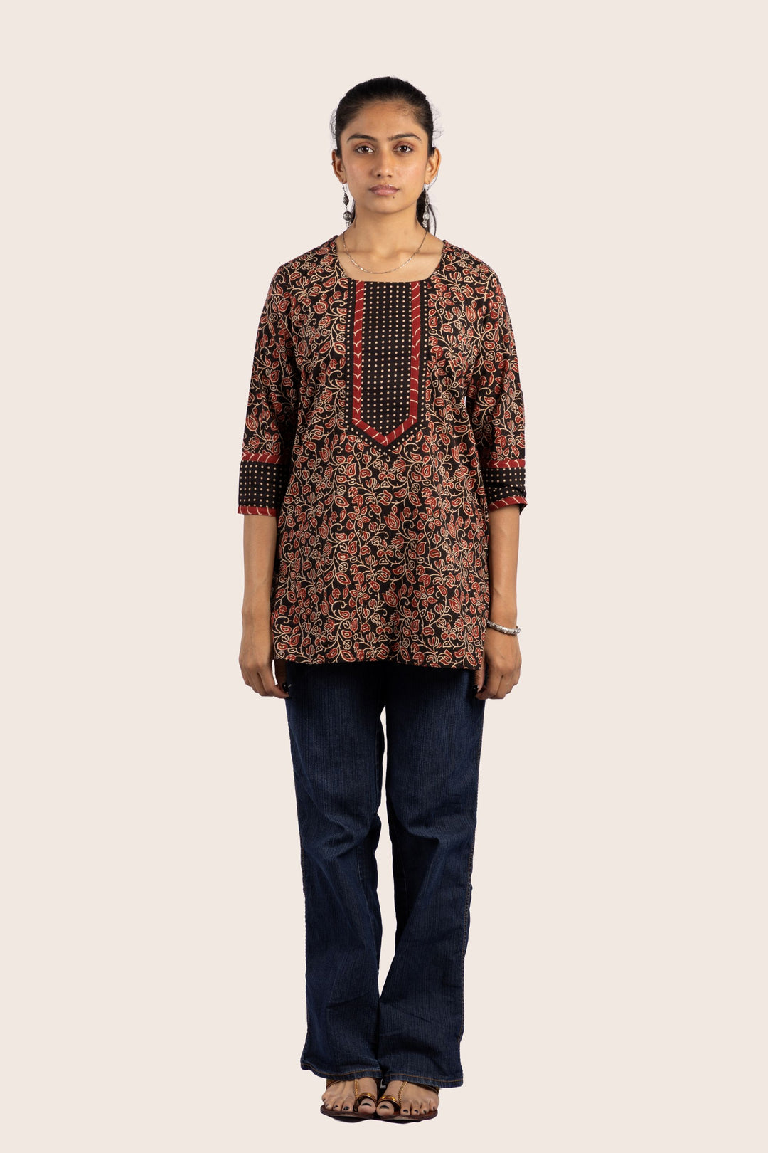 Vine black short kurti front view