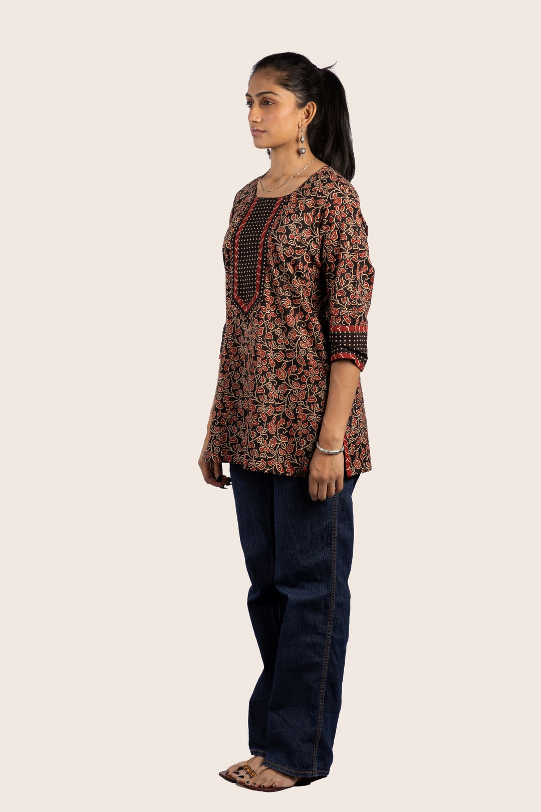 Vine black short kurti left view